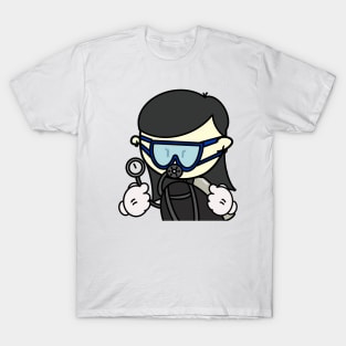 Ordinary Scuba Diving woman, Minimal cartoon, plain cute design T-Shirt